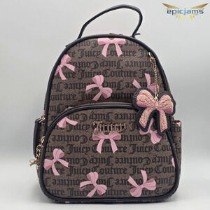 Juice Couture Simple Sweet Coquette Bow Dark Brown Mini Backpack New